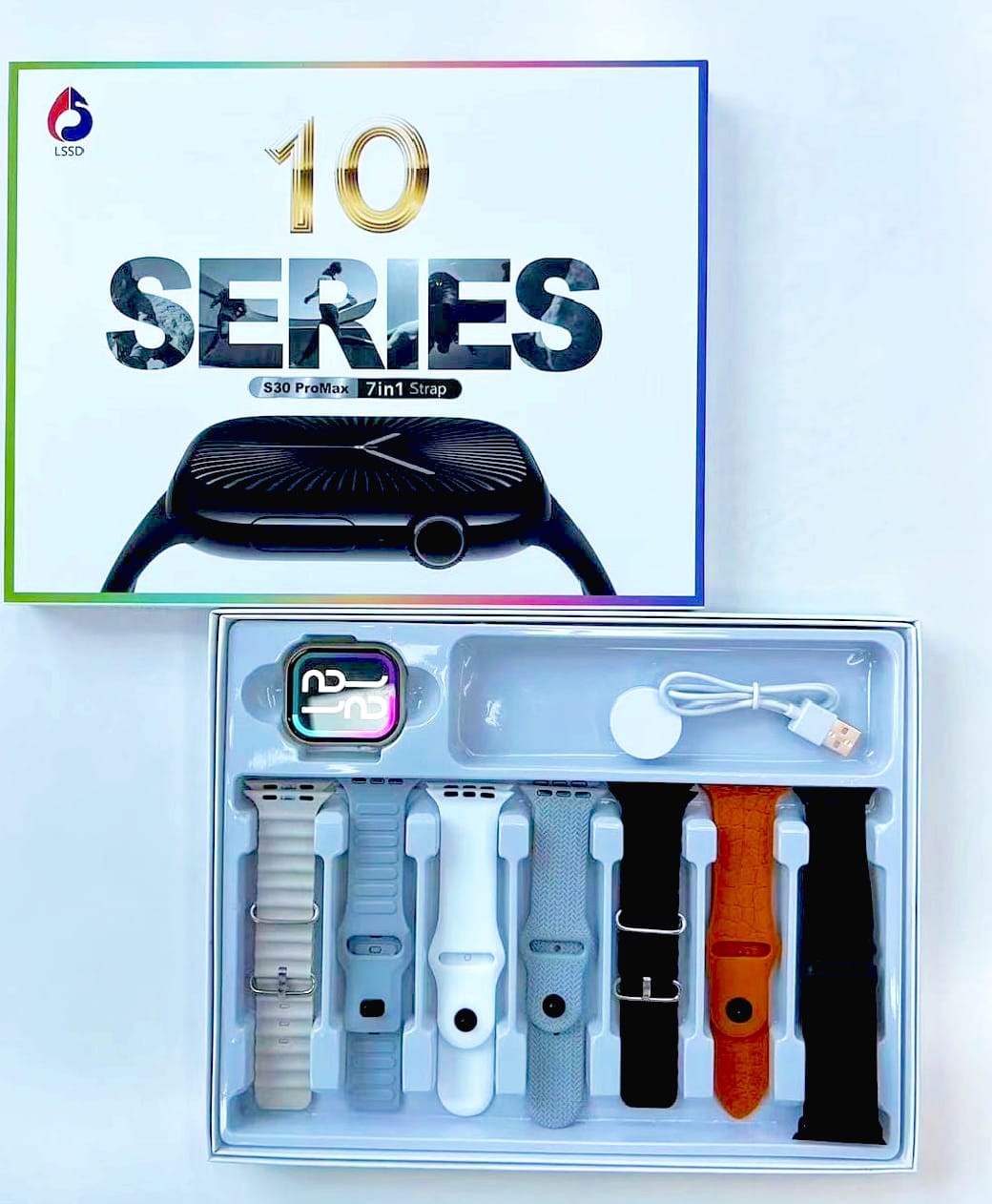 Picture of S30 Promax Series 10 Smart Watch – 7 Straps Combo | HD Screen | Fitness Tracker | Bluetooth Call - Multicolor