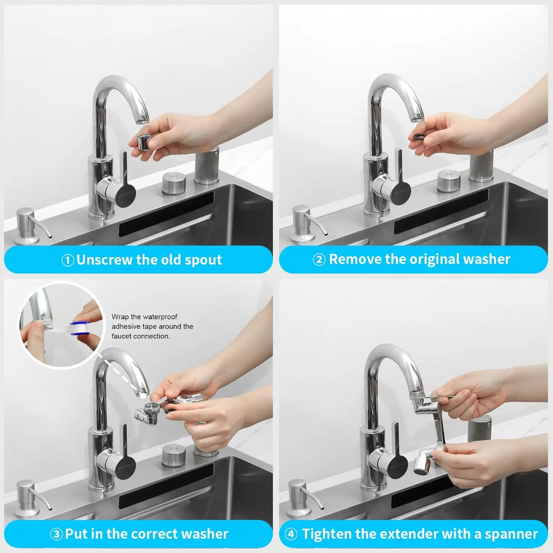Picture of Dual Mode Faucet Nozzle Extender – Perfect for Kitchen and Bathroom - Silver