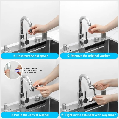 Picture of Dual Mode Faucet Nozzle Extender – Perfect for Kitchen and Bathroom - Silver