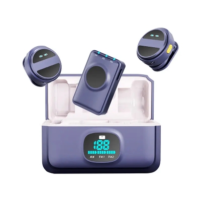 Picture of SX21 Type-C Wireless Microphone | HD Sound with Dual Lavalier Microphones | Plug & Play for Android & iPhone - Black