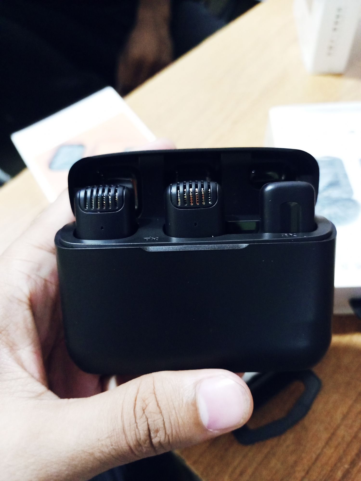 Picture of J13 Portable Wireless Dual Lapel Lavalier Microphone | Dynamic Mic with Charging Case | 20Hz–20kHz Frequency for Live Teaching & Phone Recording