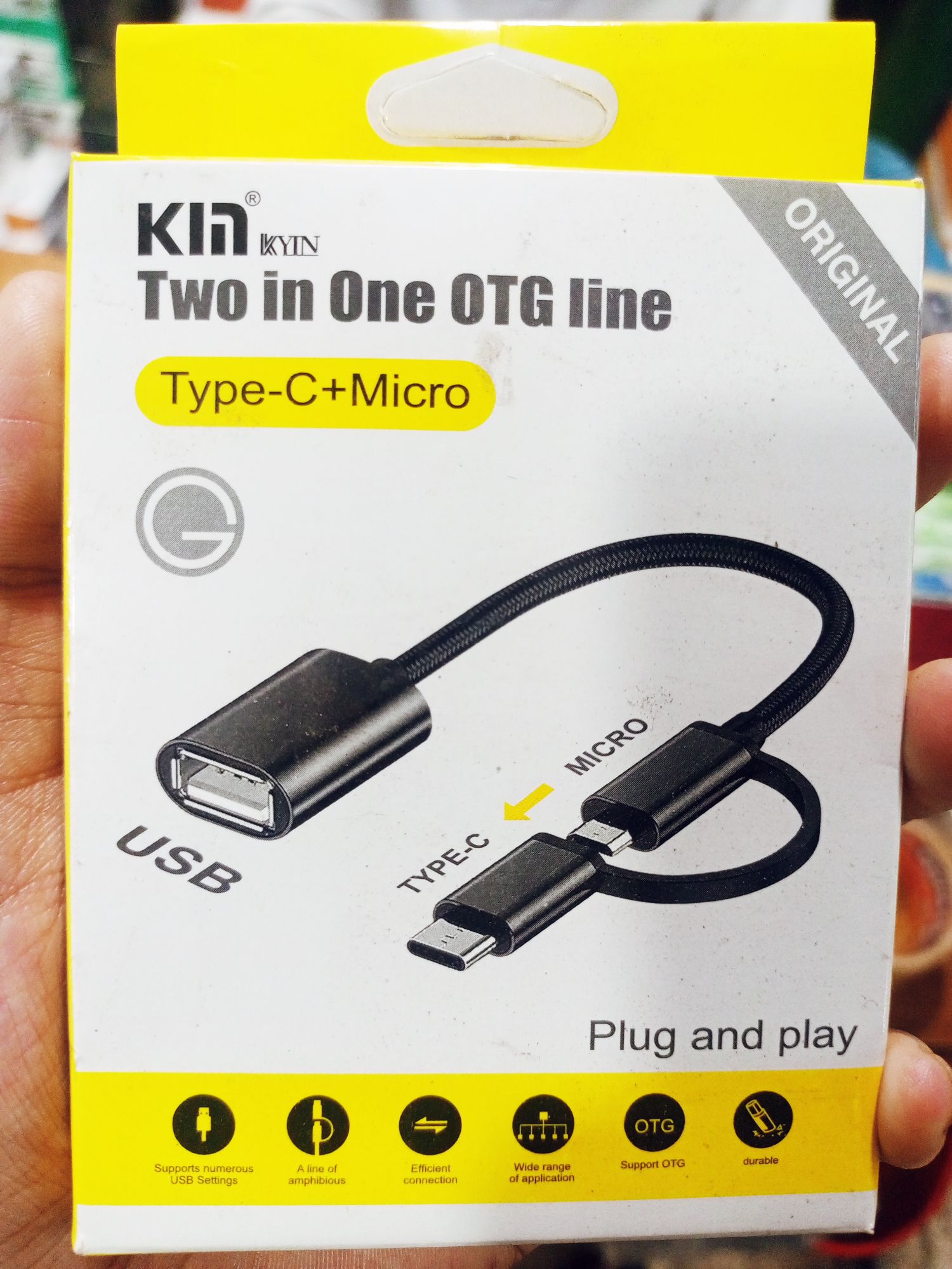 Picture of 2-in-1 USB 3.0 OTG Adapter | Female to Micro USB & Type-C Male Connector | High-Speed Data Transfer - Black