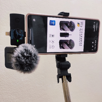 Picture of F11-2 Wireless Microphone & J13 Wireless Microphone | 3-in-1 Hands-Free Lapel Mic | Connector for Mobile Phone | Street Interview & Reporting Mic