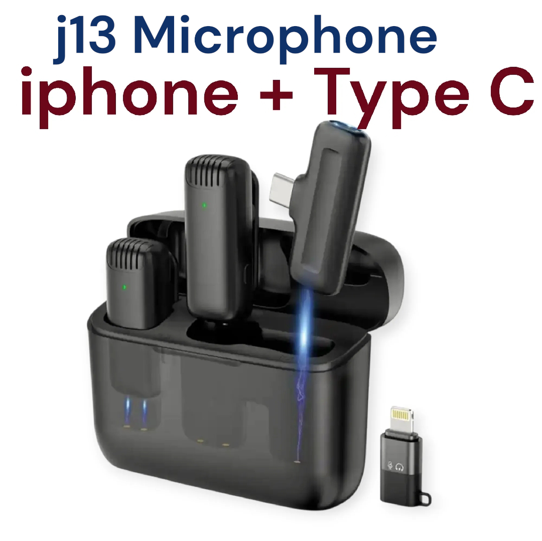 Picture of F11-2 Wireless Microphone & J13 Wireless Microphone | 3-in-1 Hands-Free Lapel Mic | Connector for Mobile Phone | Street Interview & Reporting Mic