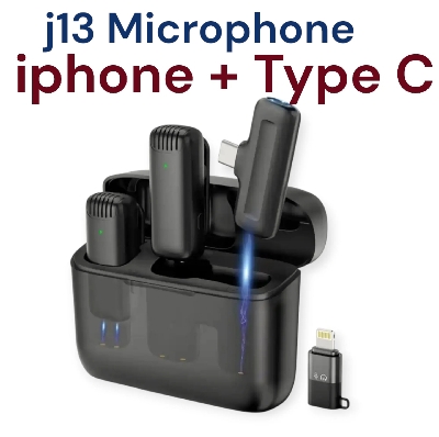 Picture of F11-2 Wireless Microphone & J13 Wireless Microphone | 3-in-1 Hands-Free Lapel Mic | Connector for Mobile Phone | Street Interview & Reporting Mic