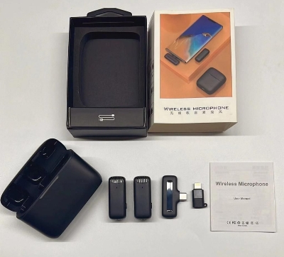 Picture of F11-2 Wireless Microphone & J13 Wireless Microphone | 3-in-1 Hands-Free Lapel Mic | Connector for Mobile Phone | Street Interview & Reporting Mic