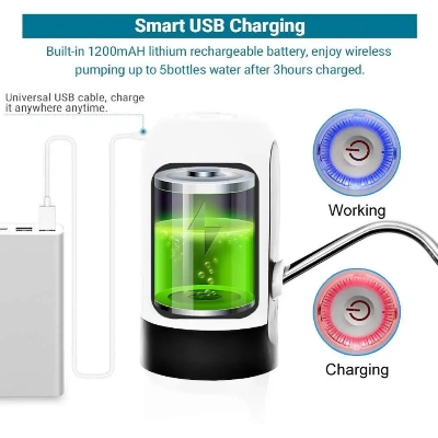 Picture of Plastic Portable Mini USB Rechargeable Water Dispenser Pump | Automatic Electric Water Pump for Bottles - Multicolor