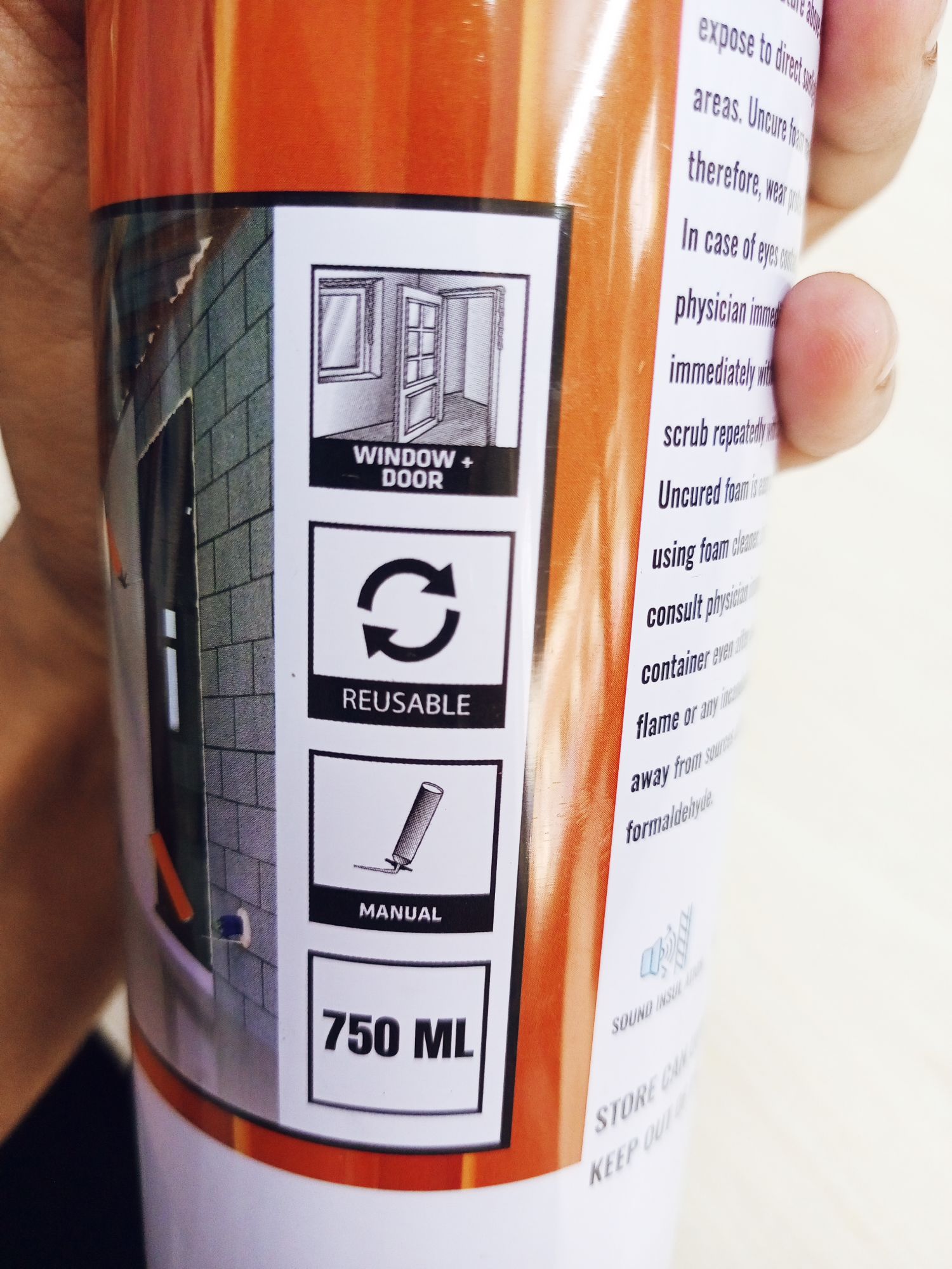 Picture of Expanding Multi-Purpose PU Foam Spray 750ML | Insulation & Gap Filling Foam for Construction & Home Use - White