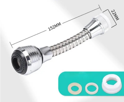 Picture of Modern 360° Rotatable Kitchen Faucet | ABS Material Tap Aerator with Bubbler Filter & Free-Bending Nozzle - Silver