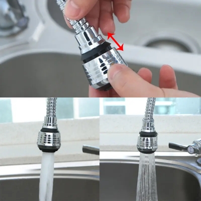 Picture of Modern 360° Rotatable Kitchen Faucet | ABS Material Tap Aerator with Bubbler Filter & Free-Bending Nozzle - Silver