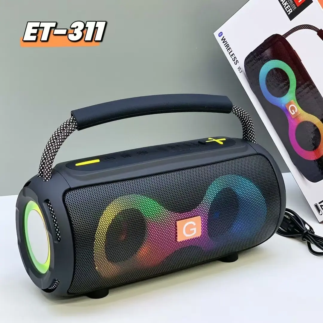 Picture of ET-312 RGB Wireless Bluetooth Speaker | Double Horn Mini Portable Speaker | Rechargeable Outdoor DJ Speaker with Colourful Lights - Aqua