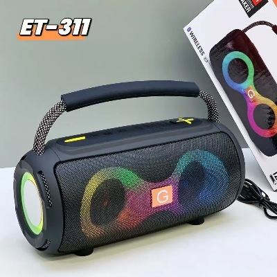 Picture of ET-312 RGB Wireless Bluetooth Speaker | Double Horn Mini Portable Speaker | Rechargeable Outdoor DJ Speaker with Colourful Lights - Aqua