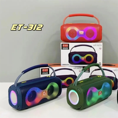 Picture of ET-312 RGB Wireless Bluetooth Speaker | Double Horn Mini Portable Speaker | Rechargeable Outdoor DJ Speaker with Colourful Lights - Aqua