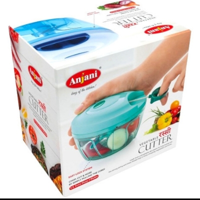 Picture of Mini Food Chopper Processor 500ML | Manual Handheld Onion & Vegetable Chopper | 3 Curved Stainless Steel Blades | Food Cutter, Mincer & Blender