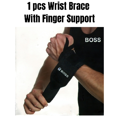 Picture of Gym Sports Support Bracer | Hot Selling High-Quality Wrist Wraps & Straps | Wearable Fitness & Weightlifting Wrist Support - Black,