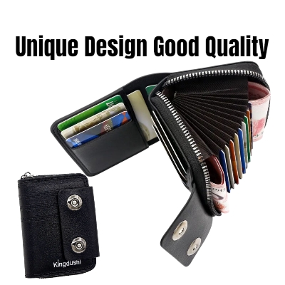 Picture of Leather Premium Wallet for Men & Women | Credit Card Holder & Passport Bag | RFID Blocking Zipper Coin & Multi-Card Wallet