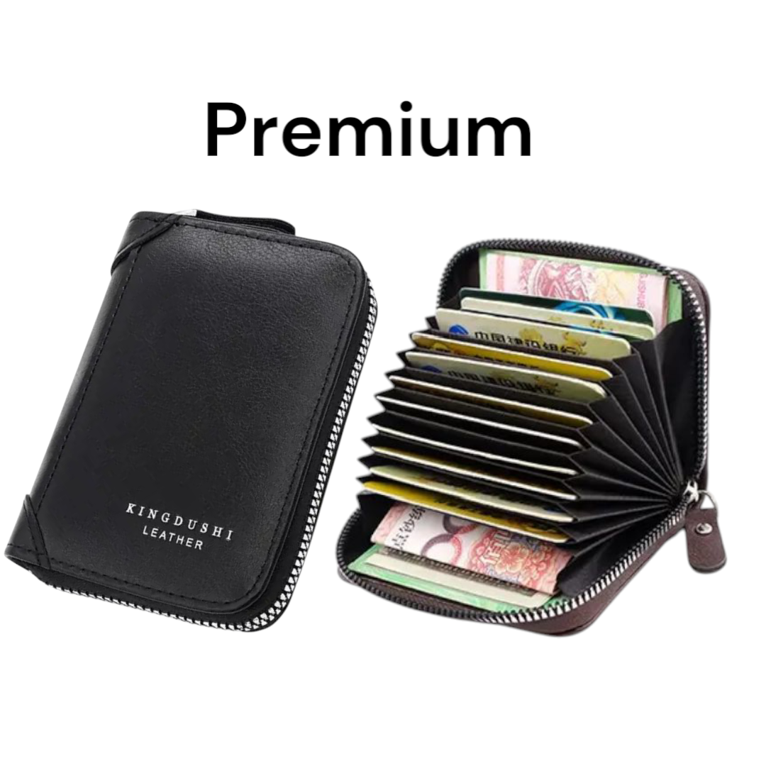 Picture of Leather Premium Wallet for Men & Women | Credit Card Holder & Passport Bag | RFID Blocking Zipper Coin & Multi-Card Wallet