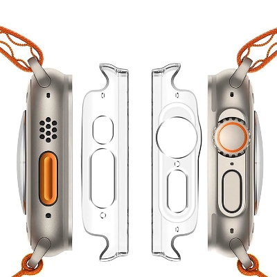 Picture of Transparent TPU Bumper Case for Ultra Smartwatch 49mm | Clear Shockproof Protective Cover - White