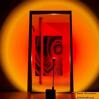 Picture of Sunset Lamp LED USB | Rainbow Neon Night Light Projector | Wall & Bedroom Atmosphere Lighting | Home Room Decor - Black