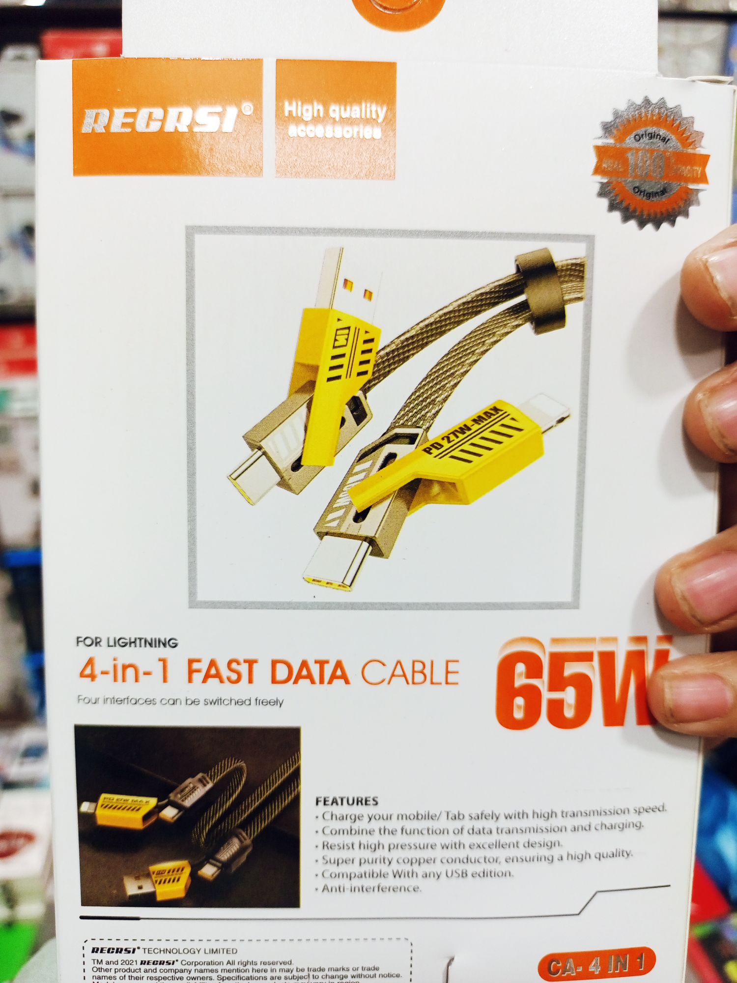 Picture of USB C Cable 4-in-1 (6ft) | 65W Fast Charging Type-C Cable with Fastener & Cable Management | Universal USB-C Charger Cable - Black