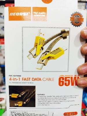 Picture of USB C Cable 4-in-1 (6ft) | 65W Fast Charging Type-C Cable with Fastener & Cable Management | Universal USB-C Charger Cable - Black