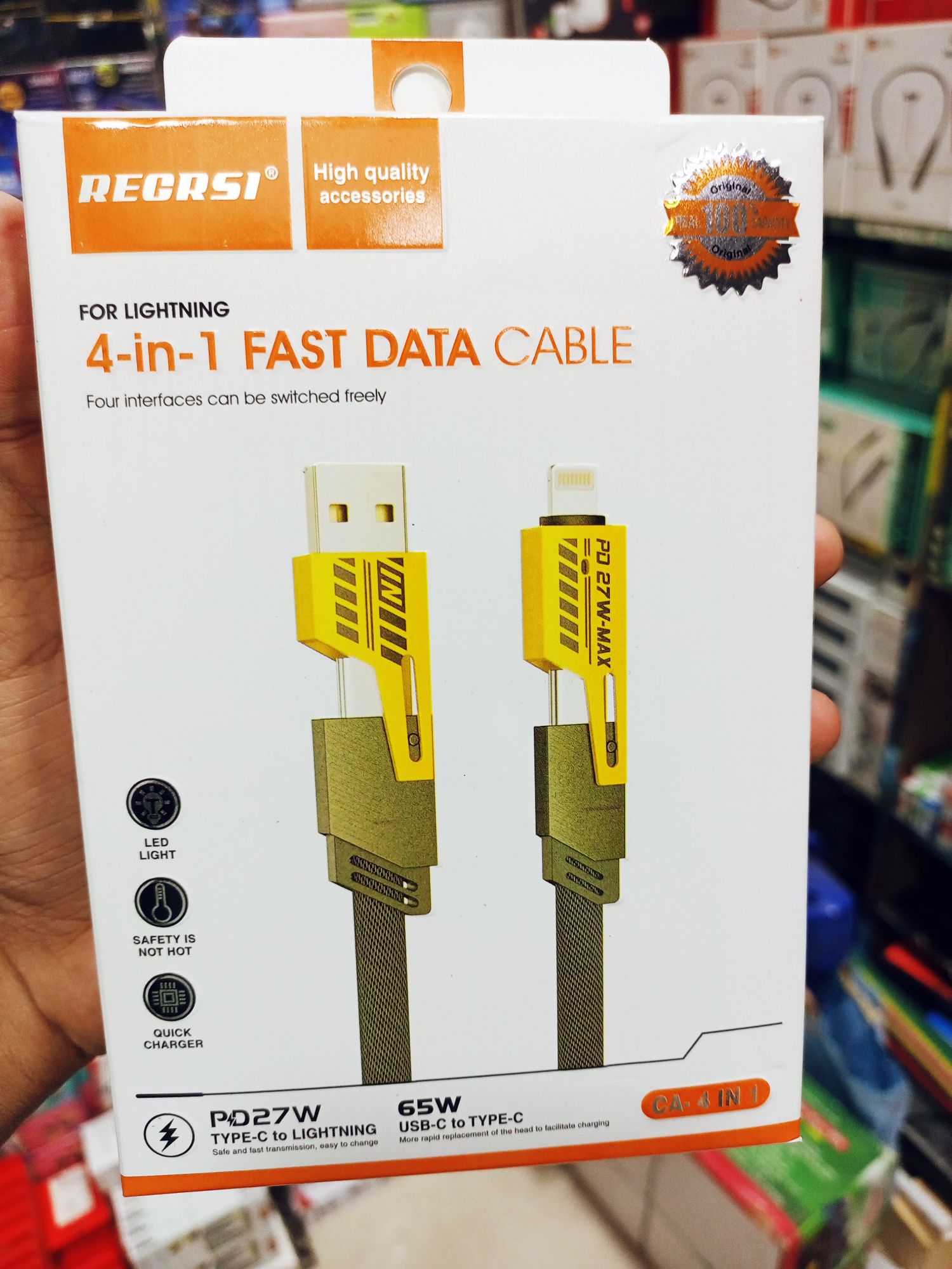 Picture of USB C Cable 4-in-1 (6ft) | 65W Fast Charging Type-C Cable with Fastener & Cable Management | Universal USB-C Charger Cable - Black