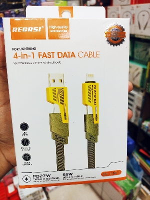 Picture of USB C Cable 4-in-1 (6ft) | 65W Fast Charging Type-C Cable with Fastener & Cable Management | Universal USB-C Charger Cable - Black