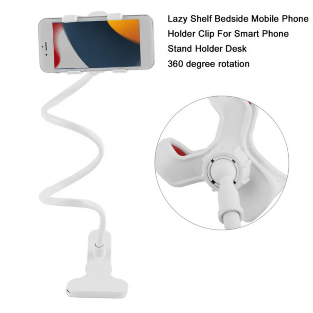 Picture of Universal Flexible Gooseneck Mobile Phone Holder | Lazy Arm Stand for Bed, Desk & Table | Adjustable Clip Bracket - Black