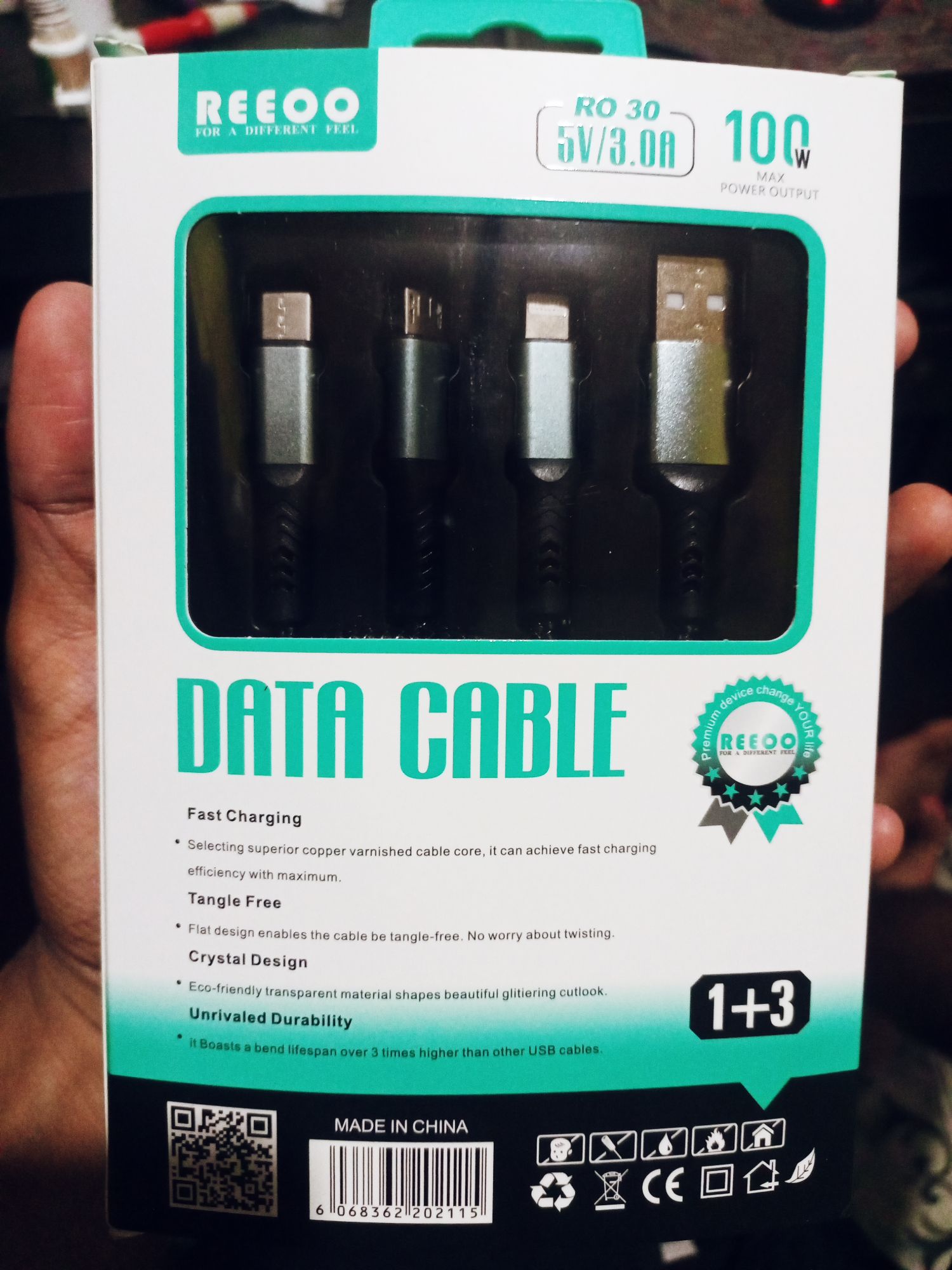 Picture of 3-in-1 LED USB Fast Charging Cable – Type-C / iPhone / Micro USB | Multi Charging Data Cable 1M/2M for All Smartphones - Black