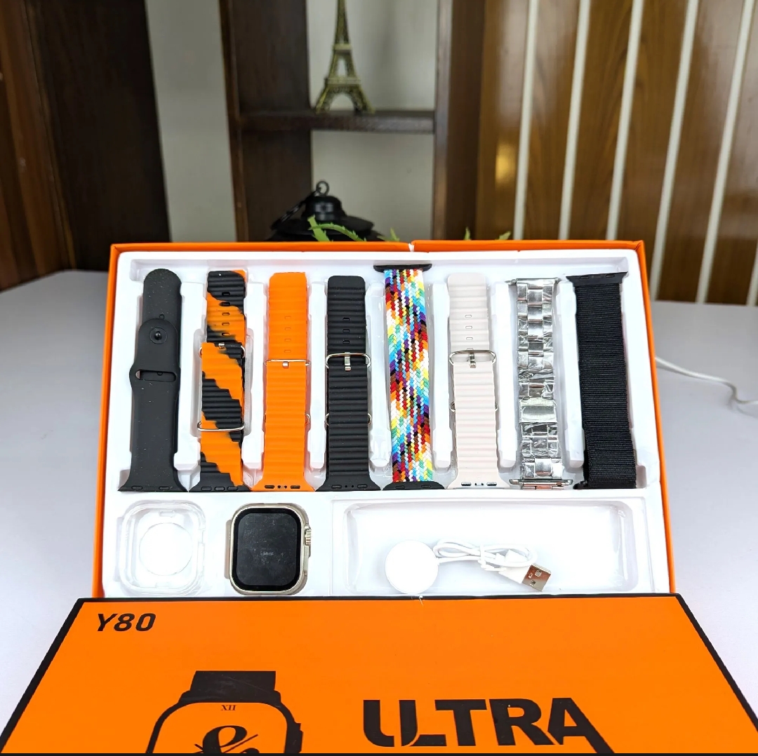 Picture of Y80 Ultra Smartwatch | Long-Lasting Battery Backup | High Quality | 8 Straps Included | Fitness & Health Tracker - Multicolor