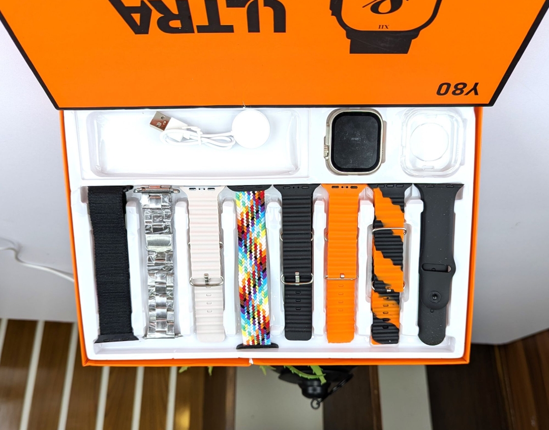 Picture of Y80 Ultra Smartwatch | Long-Lasting Battery Backup | High Quality | 8 Straps Included | Fitness & Health Tracker - Multicolor