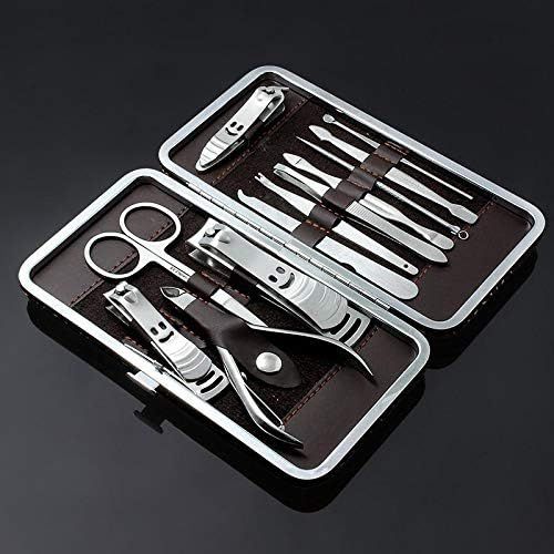Picture of NYT 12-Pcs Manicure & Pedicure Nail Cutter Set | Professional Nail Care Kit | Clippers, Scissors & Grooming Tools - Black