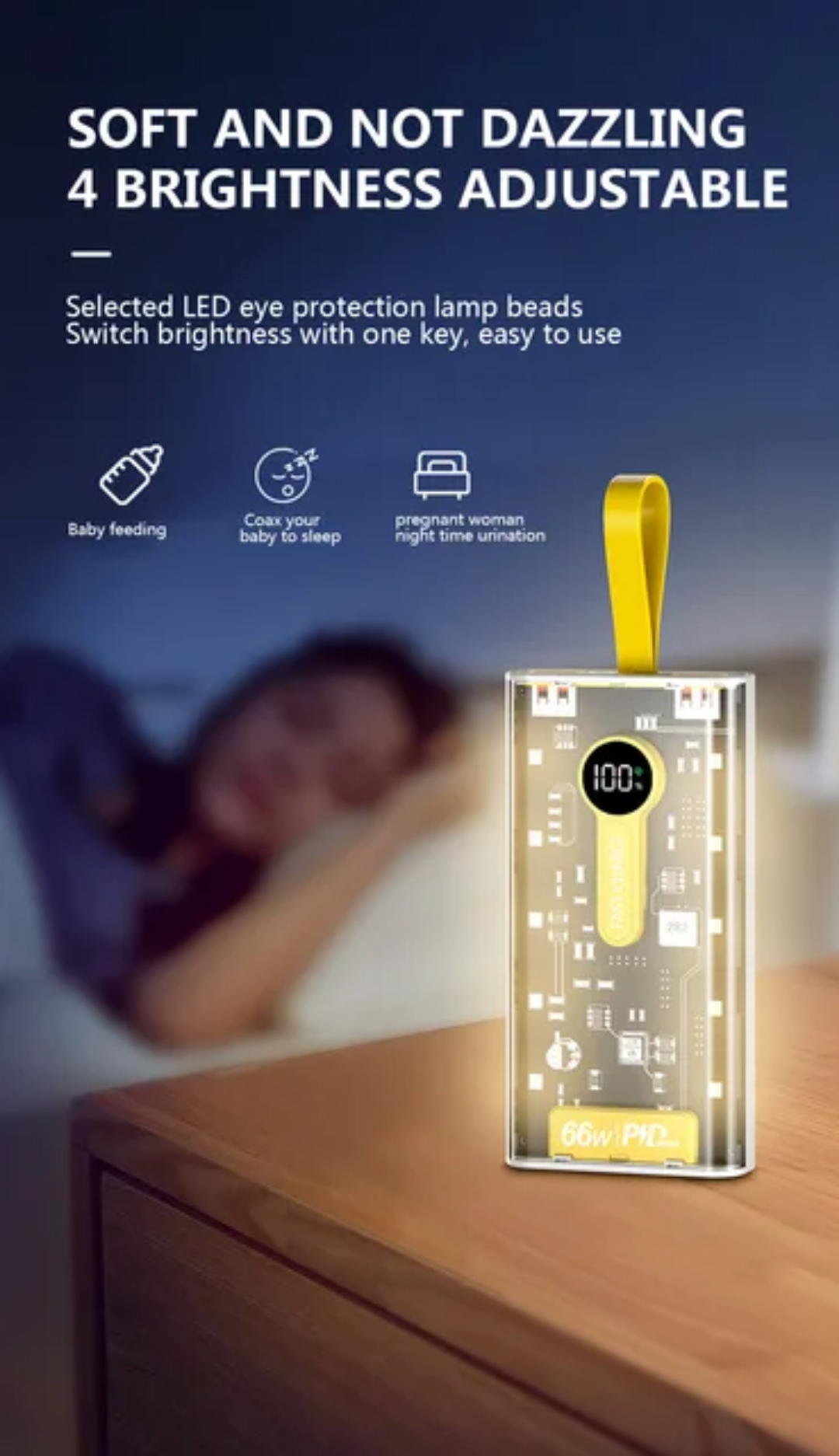 Picture of 20000 Mah Hot selling  22.5W Super First Charging Transparent Power Bank With 4 Cable