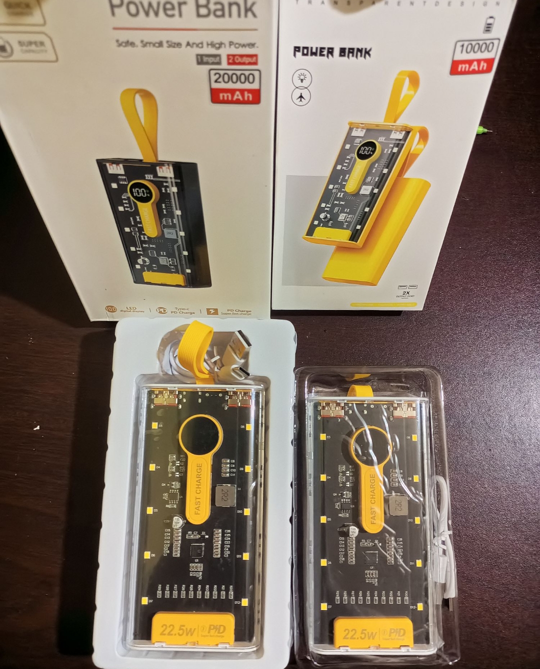 Picture of 20000 Mah Hot selling  22.5W Super First Charging Transparent Power Bank With 4 Cable