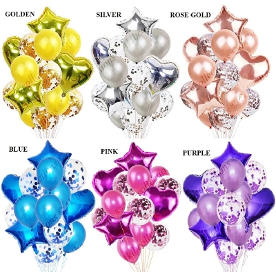 Picture of 14pcs/set Birthday Balloons Set Supply Birthday Decoration Foil Balloon
