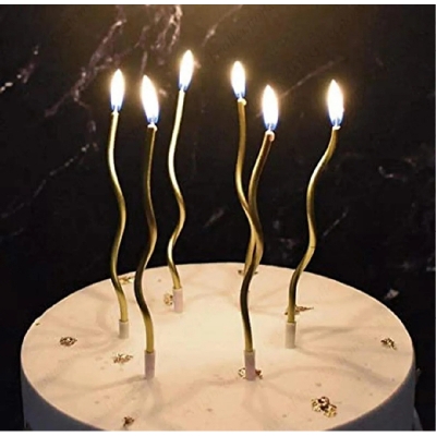 Picture of Metallic Long Spiral Candles with Stand- Pack of 6 - Silver