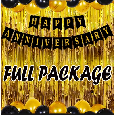 Picture of Happy Anniversary Full Package (Balloon + Banner + Foil Backdrop Combo)