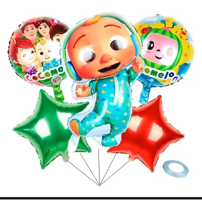 Picture of 5pcs Cocomelon Foil Balloon Set for Cocomelon Theme Party Decoration