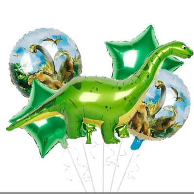 Picture of Green Theme Inflatable Foil Balloons Set for Birthday Party Decoration (Pack of 5)