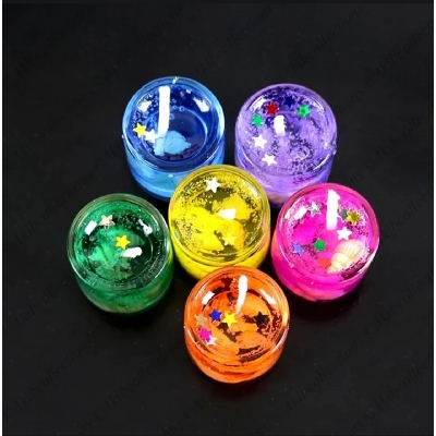 Picture of Smokeless Decorated Mini Cute Little Glass Jelly Gel Candles for Home Decor Birthdays Party or Festivals (Set of 6PCS)