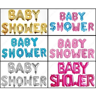 Picture of Baby Shower Balloon Banner, Aluminum Foil Letters Banner Balloons For New Born Celebration Welcome Baby Boy Girl