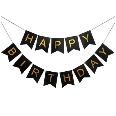 Picture of Happy Birthday Balloon Banner, Letters Banner Balloons for Party Supplies, Birthday Decorations - Black