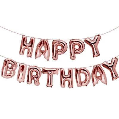 Picture of Rose Gold Happy Birthday Foil Balloon For Birthday Decoration