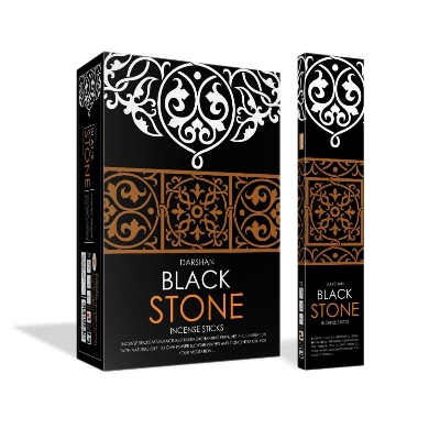 Picture of Black Stone Incense Sticks, 1 Box with 12 Packets, 156 Sticks, Darshan India