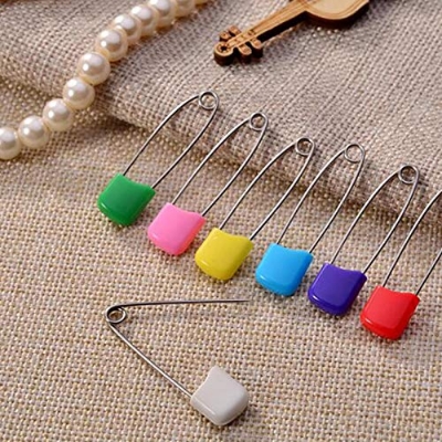 Picture of Multicolor 6 Pcs Colorful Stainless Steel SS Safety Pin Nappy Pin Saree pin Hijab Pin for Women