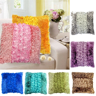 Picture of 3D Rose Flower Design Cushion Cover Throw Pillow Case Sofa Home Decor