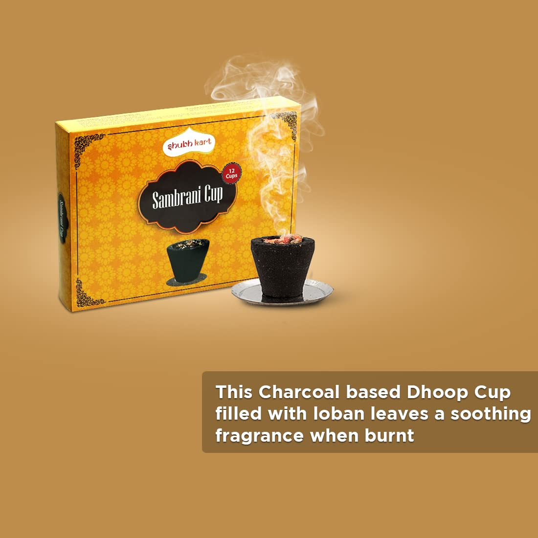 Picture of Cup Dhoop Black | 12 Cups in Per Pack| Dhoop for Pooja, Havan & Religious Rituals | Charcoal Free Easy to Burn Havan Cups for Positivity & Pooja Agarbatti