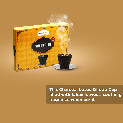 Picture of Cup Dhoop Black | 12 Cups in Per Pack| Dhoop for Pooja, Havan & Religious Rituals | Charcoal Free Easy to Burn Havan Cups for Positivity & Pooja Agarbatti