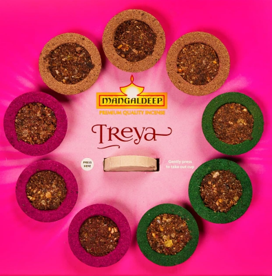 Picture of Mangaldeep Treya Power of 3in1 Sambrani Cups Cup Dhoop Black | 12 Cups in Per Pack| Dhoop for Pooja, Havan & Religious Rituals | Charcoal Free Easy to Burn Havan Cups for Positivity & Pooja Agarbatti