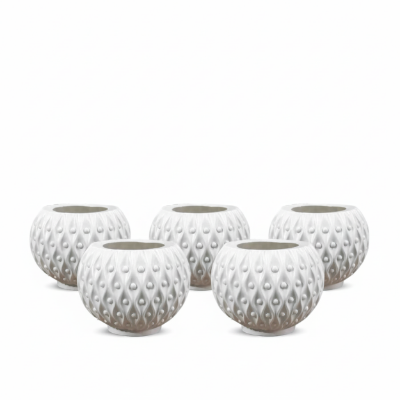 Picture of 4 Inch White Ball Pot - 5 Pcs: Perfect for Your Plants in Bangladesh